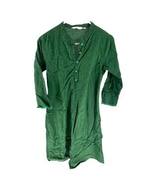 Max Green Long Sleeve Quarter Button Popover Mini Dress Women's Size Medium